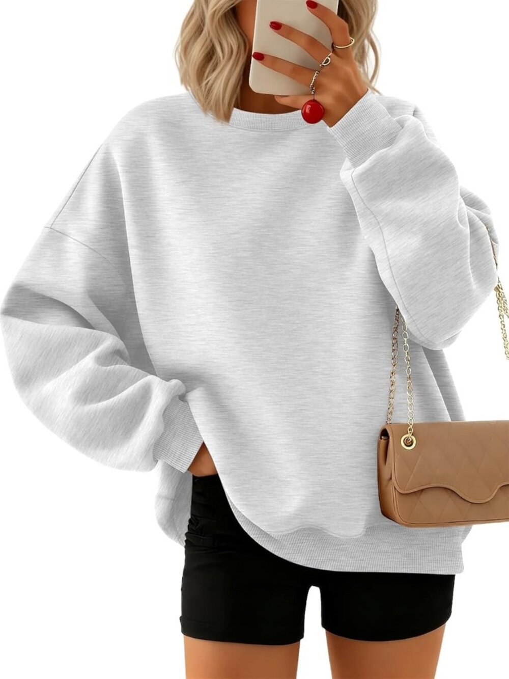 Chic Oversized Crewneck Sweatshirt - Trendy Fall Pullover Top for Women 2026